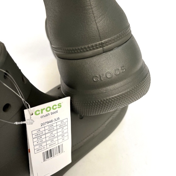 NWOB CROCS Crush Rain Ankle Boot Waterproof Platform Size W10 / M8 Olive - Picture 8 of 10